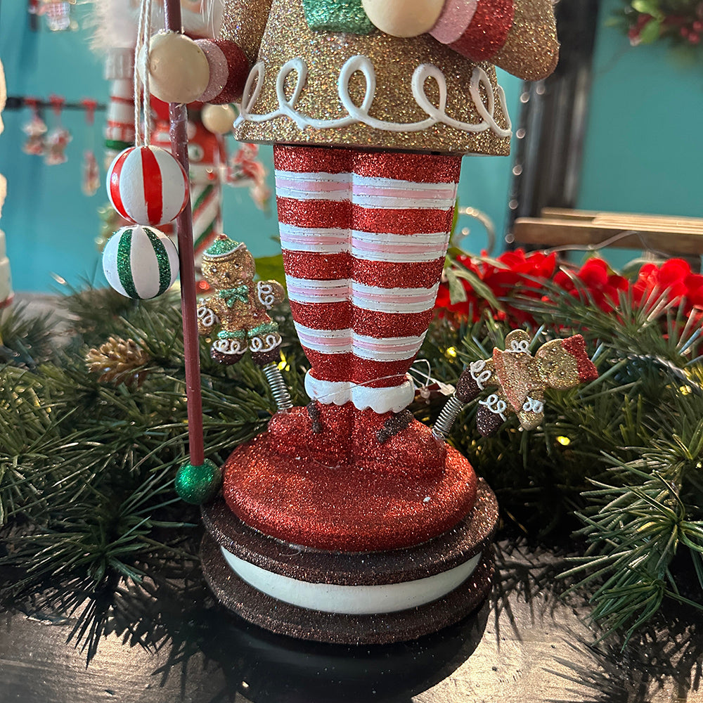 Kurt S. Adler - Hollywood Collection™ Kerst Notenkraker Gingerbread Koning - roze rood bruin - 42cm