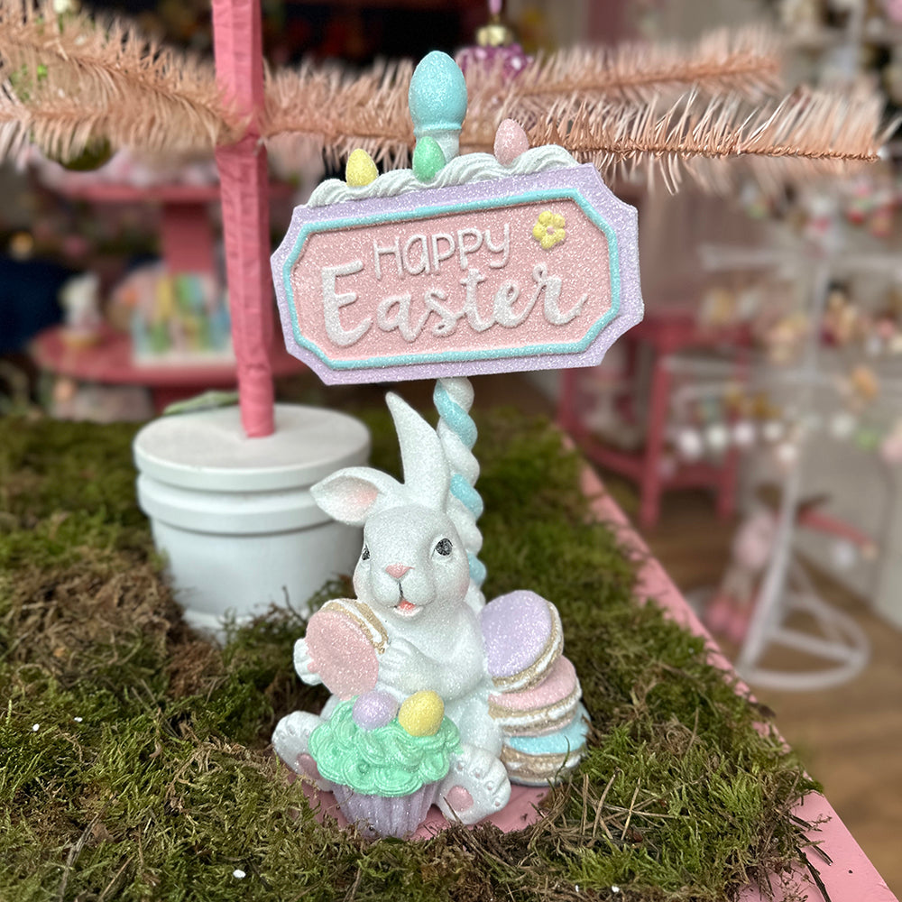 Viv! Christmas Paasdecoratie - 'Happy Easter' Konijntje - pasen - pastel - 26cm
