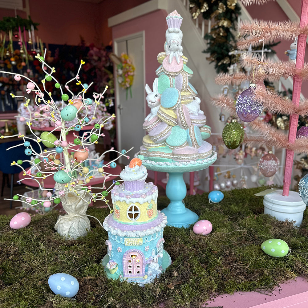 Viv! Christmas Paasdecoratie - 'Happy Easter' Huis met Konijn incl . LED Verlichting - pasen - pastel - 26cm