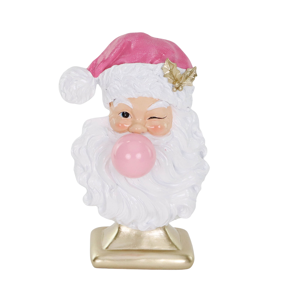 Goodwill M&G Kerstbeeld - Kerstman met Kauwgombel - roze - 31cm