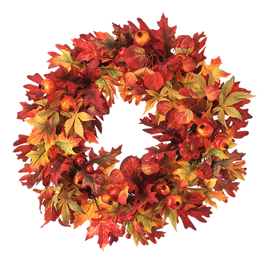 Viv! Home Luxuries Krans - Herfstkrans met granaatappels - oranje bruin - 61 cm