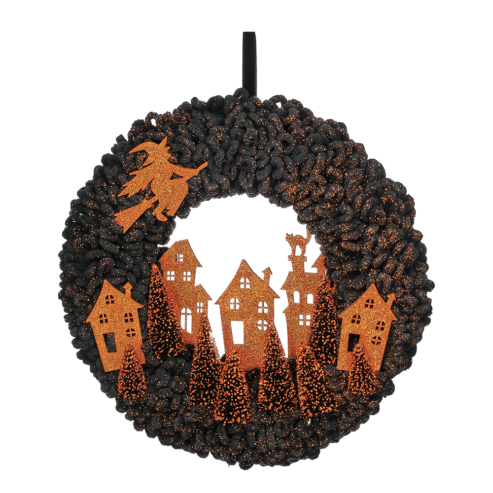 Viv! Christmas Halloween Decoratie - Spookstad Krans - 46 cm