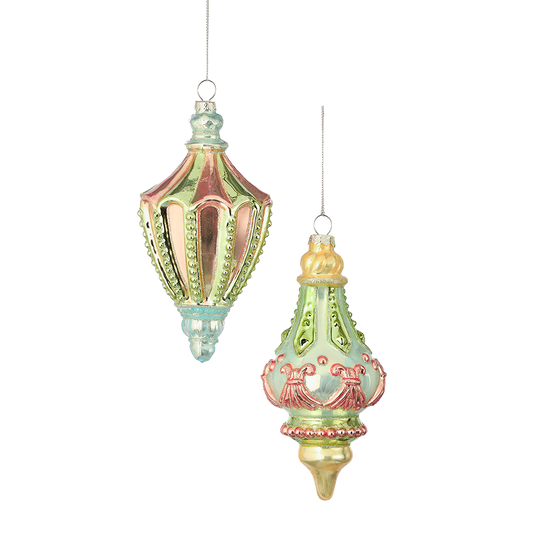 Viv! Christmas Kerstbal - Vintage Parisienne - set van 2 - glas - pastel - 16cm