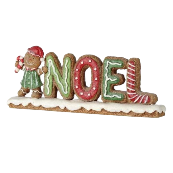 Viv! Christmas Kerstbeeld - Gingerbread 'Noel' Snoep Tafelstuk - rood groen wit  - 20cm