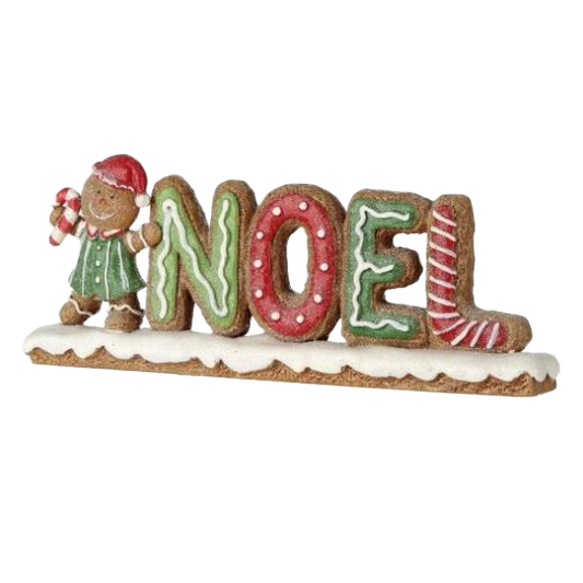 Viv! Christmas Kerstbeeld - Gingerbread 'Noel' Snoep Tafelstuk - rood groen wit  - 20cm