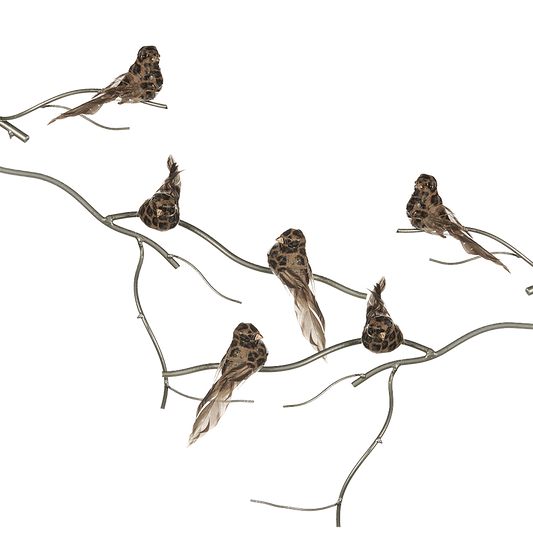 Viv! Home Luxuries Christmas decoration - Birds panther print on clip - set of 3 - brown - 14cm