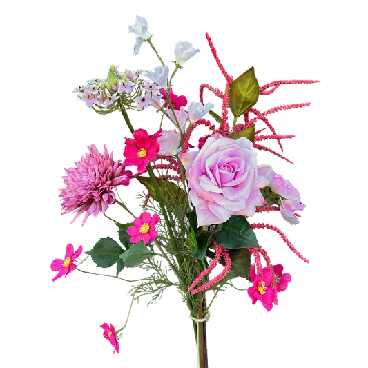 Viv! Home Luxuries Kunstbloem Boeket Mia - zijden bloemen - Cosmos Lathyrus Roos Ranonkel Dahlia-  roze
