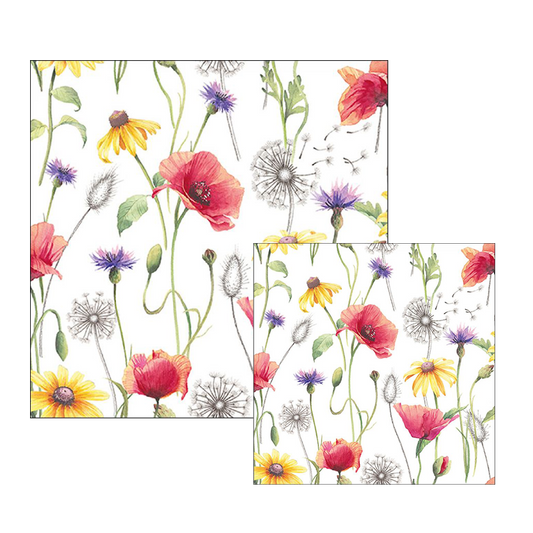 Ambiente servetten - Klaproos - 2 pakjes 33x33cm en 25x25cm - rood - zomer bloemen