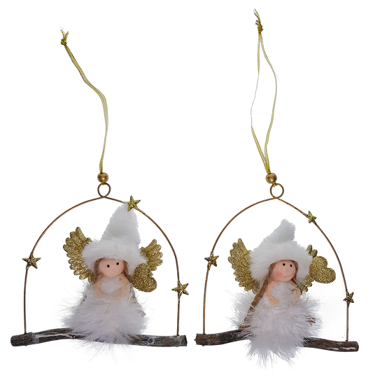 Viv! Home Luxuries Christmas ornament - Angels of fabric - set of 4 - silver pink gold - 7cm