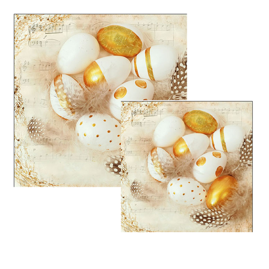 Ambiente servetten - Gouden Paaseieren - 2 pakjes 33x33cm en 25x25cm - goud wit - Pasen