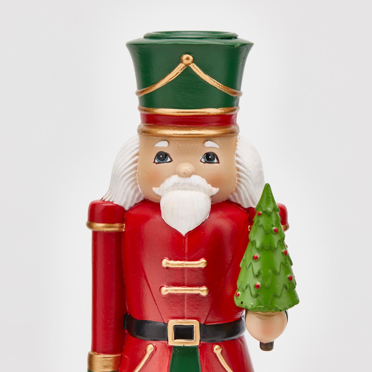 Viv! Christmas Kerst Tafeldecoratie - Kandelaar Notenkraker - rood groen - 24cm