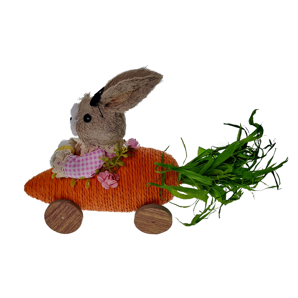 Viv! Home Luxuries Easter decoration image - Rabbit with chick - brown pink - 13 cm