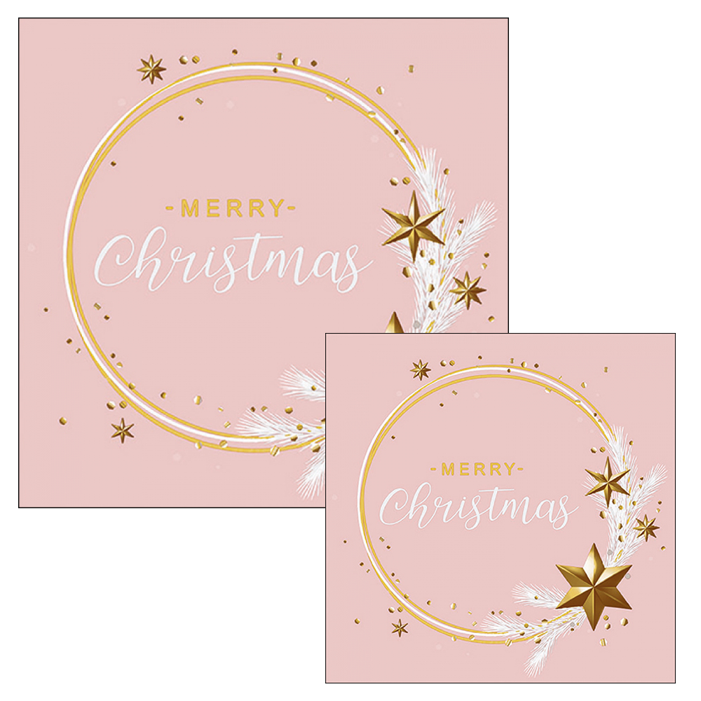 Ambiente servetten - Merry Christmas - 2 pakjes 33x33cm en 25x25cm - roze - kerstservetten