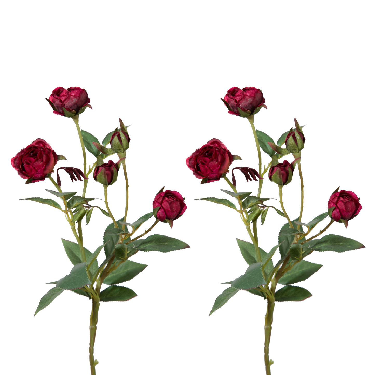 Viv! Home Luxuries Roos mini - 2 stuks - zijden bloem - rood paars - 44cm