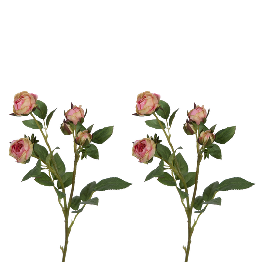 Viv! Home Luxuries Rose mini - 2 pcs - silk flower - pink green - top quality