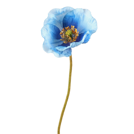 Viv! Home Luxuries Klaproos - zijden bloem - blauw - 68cm