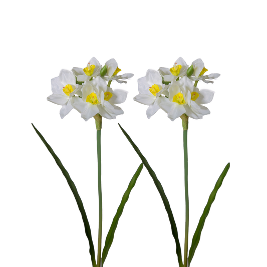 Viv! Home Luxuries - Tulpen boeket - 7 stuks - kunststof bloem - wit groen - 39cm -Topkwaliteit