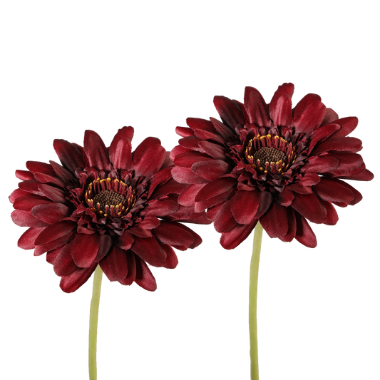 Viv! Home Luxuries Gerbera - 2 stuks - zijden bloem - donker rood - 54cm