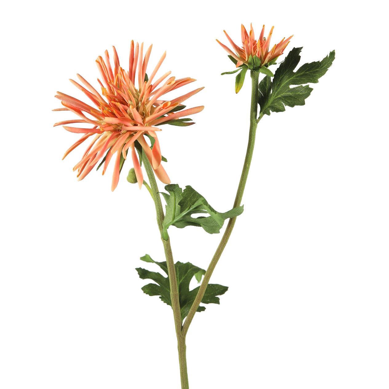 Viv! Home Luxuries Chrysant spinnekop - kunstbloem - oranje zalm - 60cm