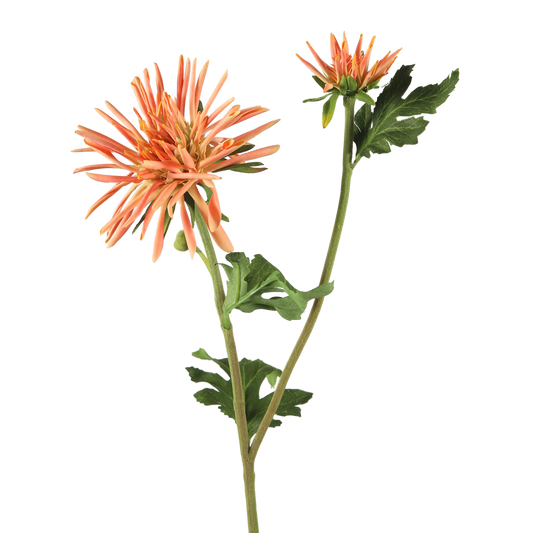 Viv! Home Luxuries Chrysant spinnekop - kunstbloem - oranje zalm - 60cm