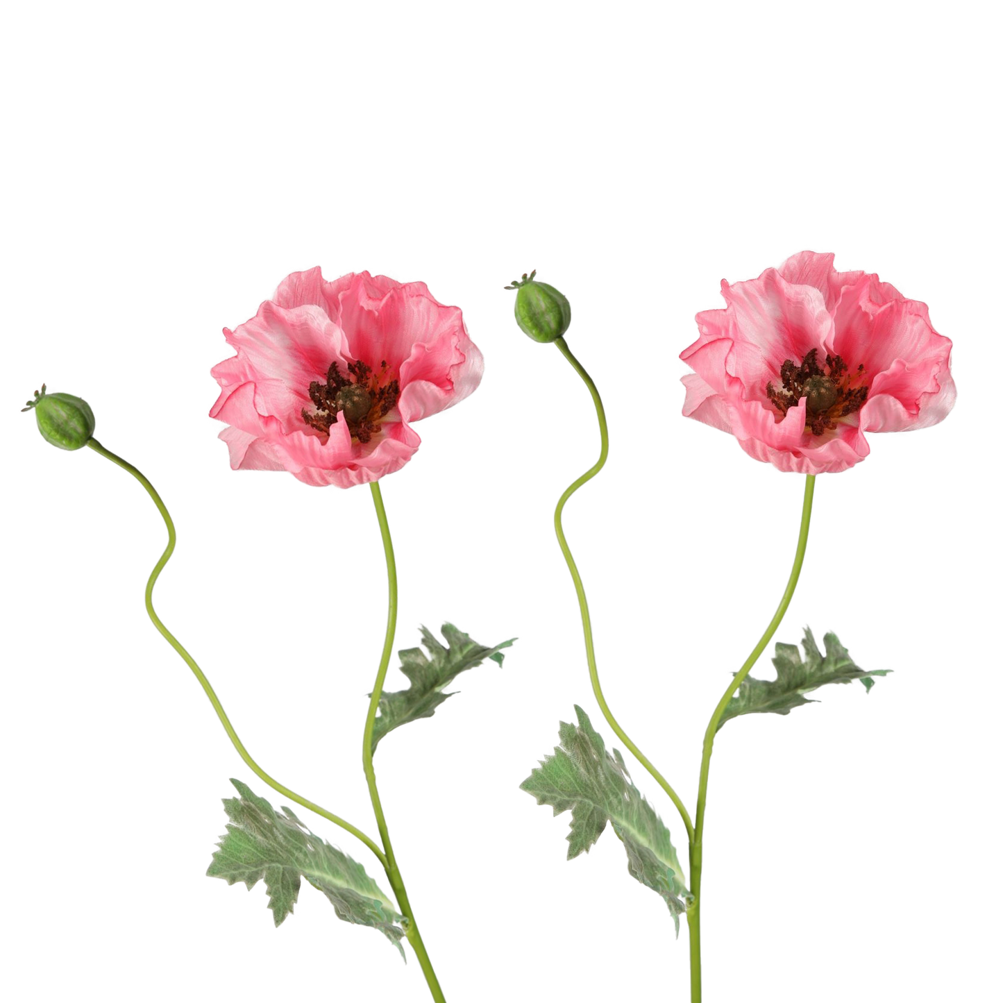 Viv! Home Luxuries Klaproos - zijden bloem - roze - 2 stuks - 74cm