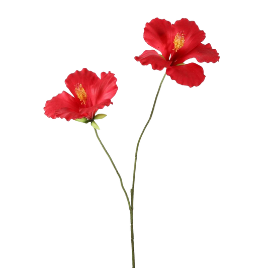 Viv! Home Luxuries Hibiscus - zijden bloem - rood - 83cm