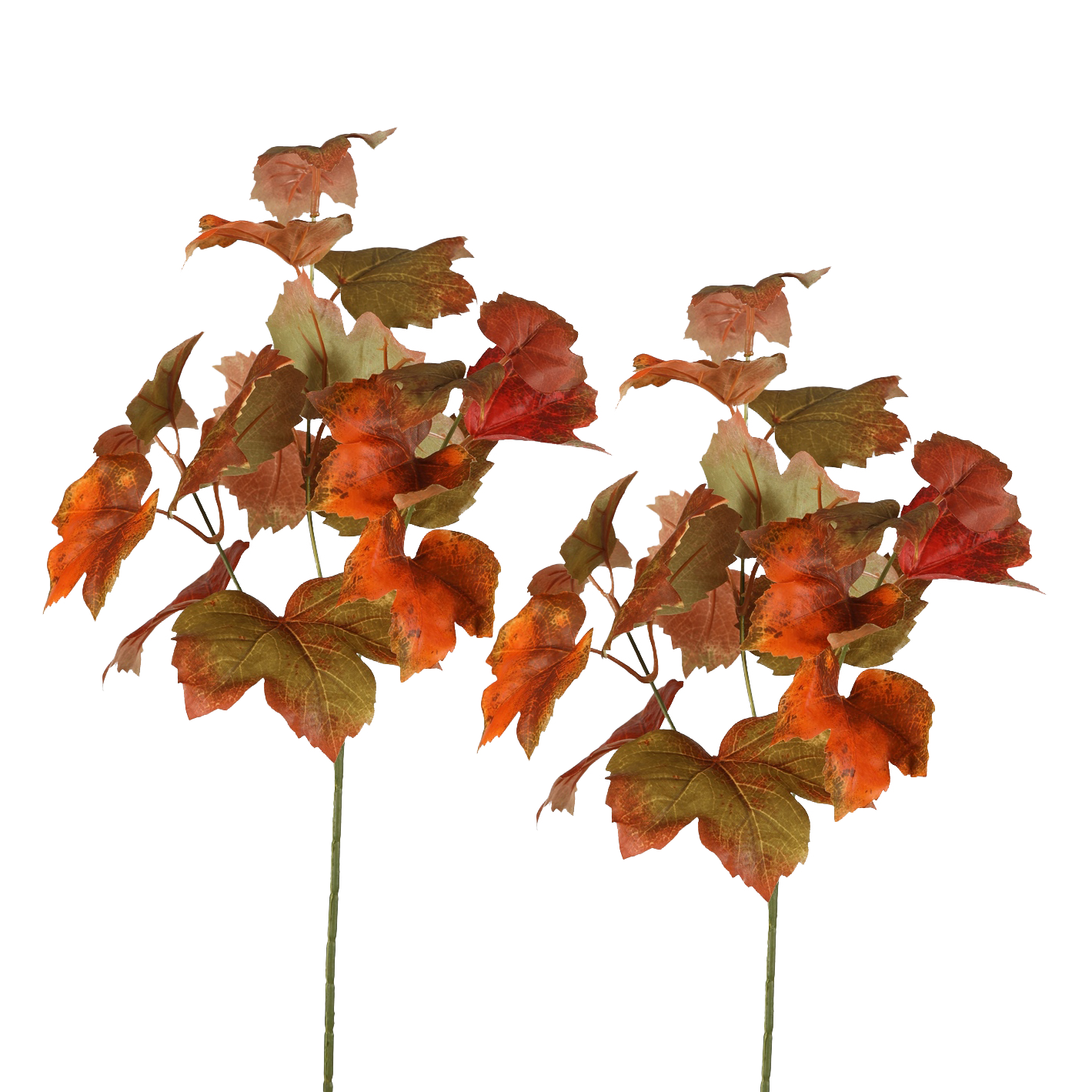 Viv! Home Luxuries Herfstblad - 2 stuks - zijden bloem - oranje rood groen - 55cm
