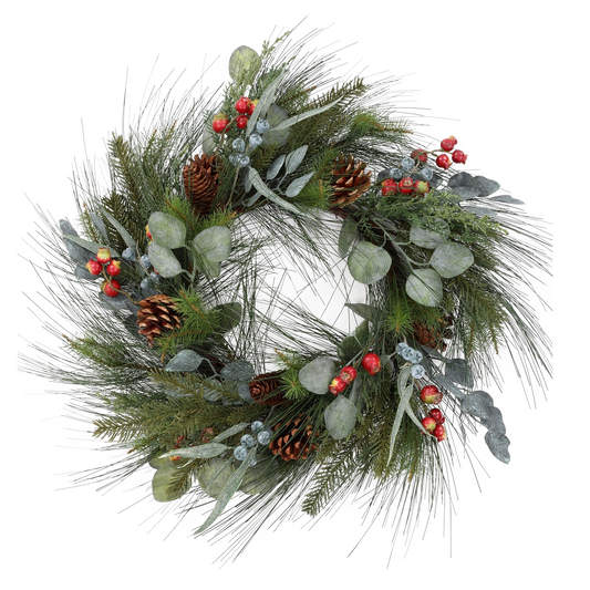 Viv! Home Luxuries Christmas Wreath with Pinecones and Berries - green red - Ø40cm