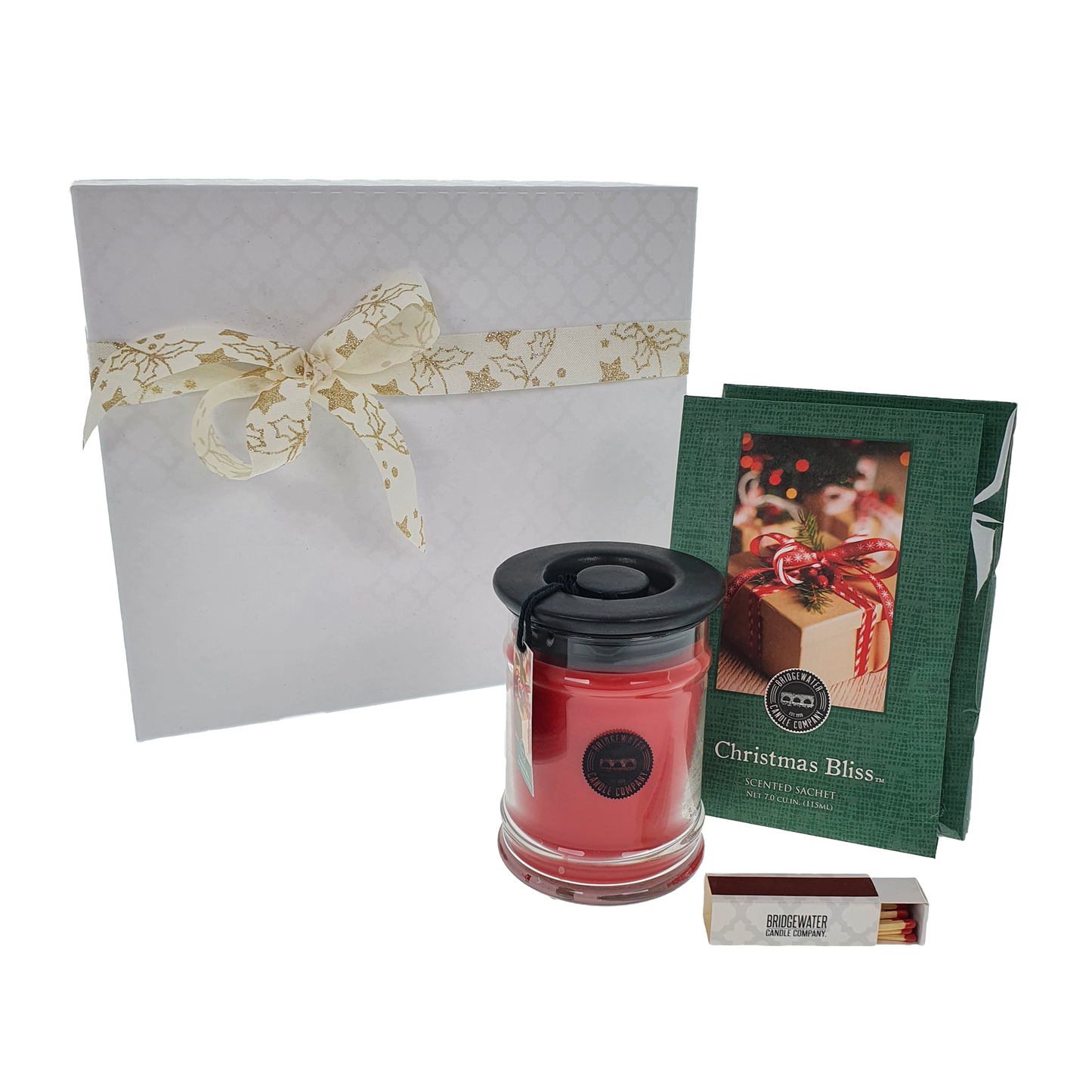 Bridgewater Christmas Bliss - luxury gift set - Christmas scent - scented candle with 2 sachets and matches
