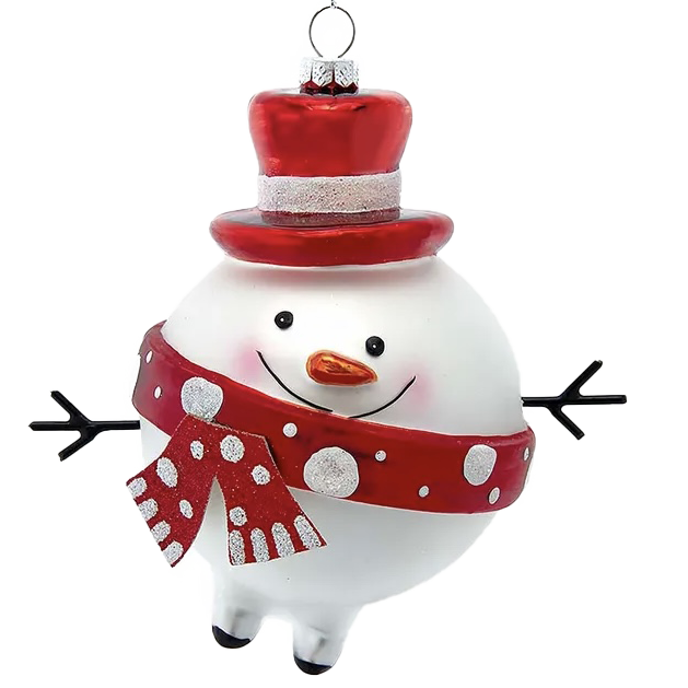 Kurt S. Adler Christmas ornament - Snowman - glass - red white - large - 13cm