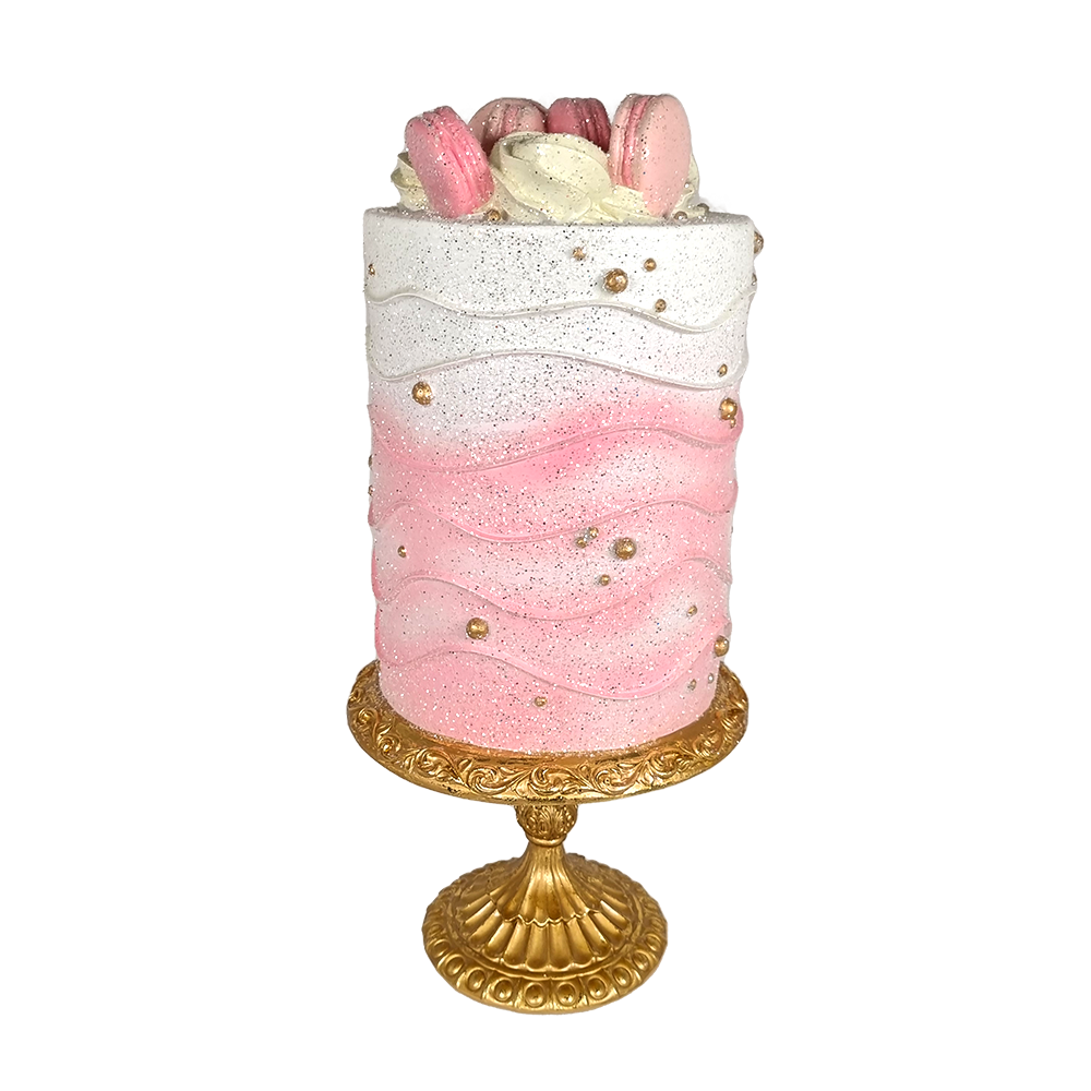 Viv! Christmas Paasdecoratie - Layer cake taart met macarons - pasen - roze goud - 51cm