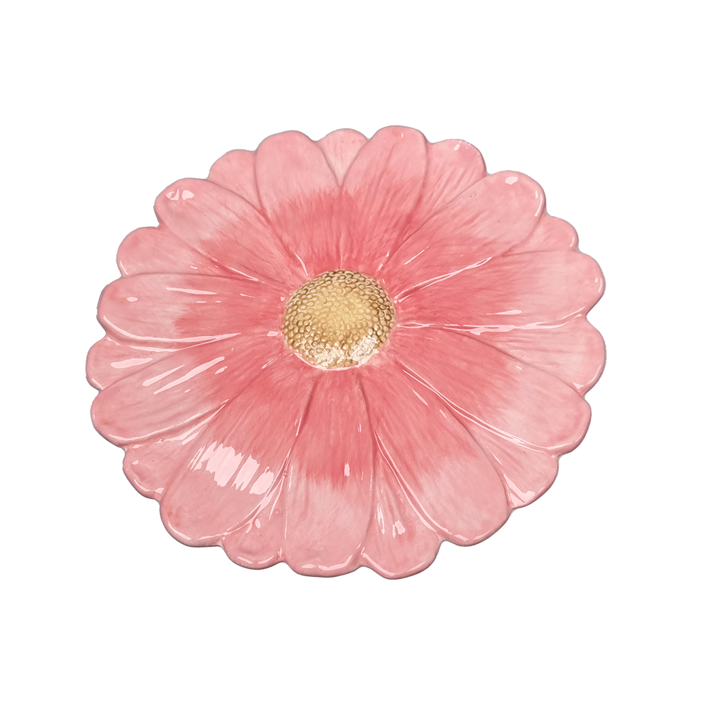 Viv! Christmas Paasdecoratie - Bloem serveerschaal met Paashaas - Roze Bruin - 20cm - Pasen