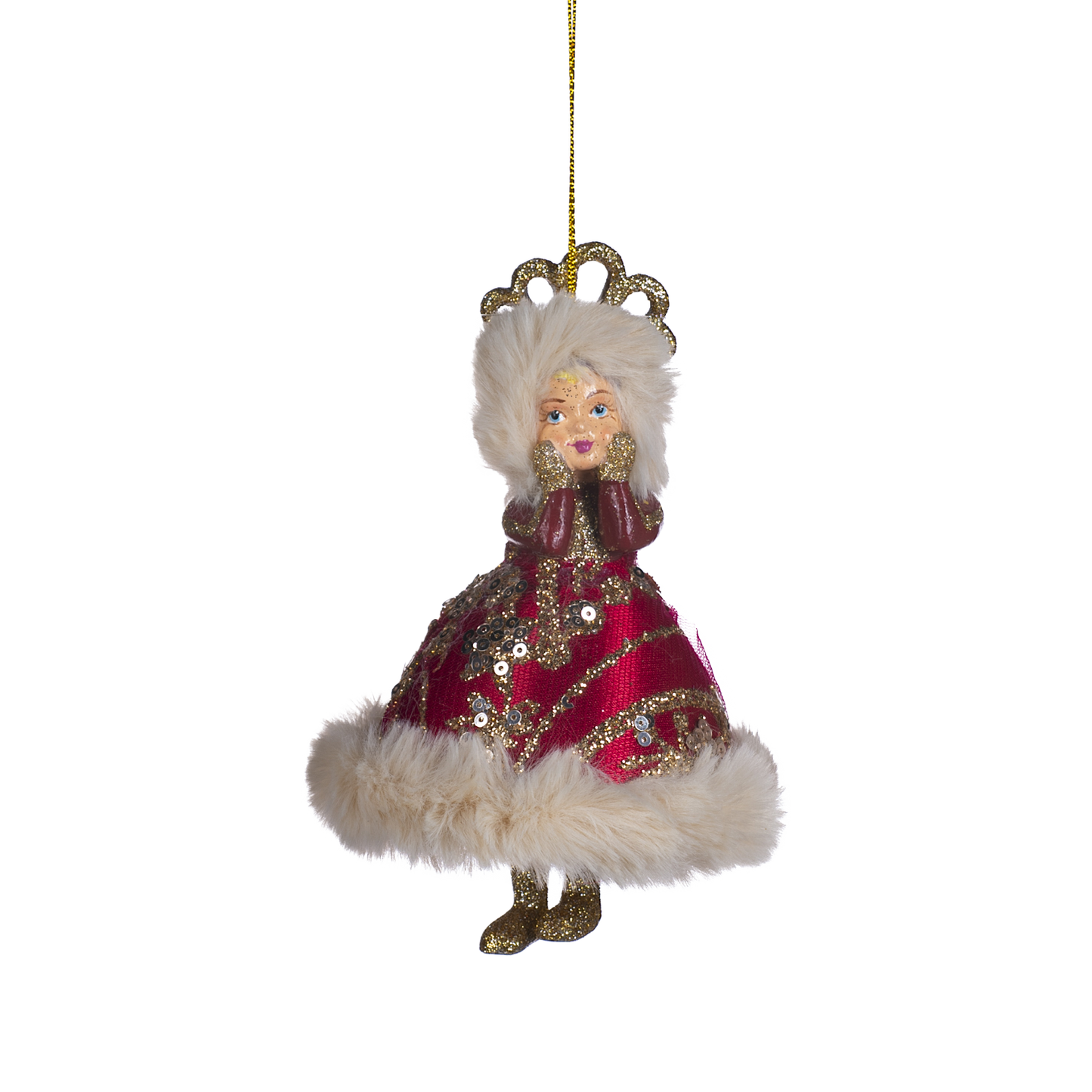 Viv! Christmas Kerstornament - Wintermeisje - rood - 14cm
