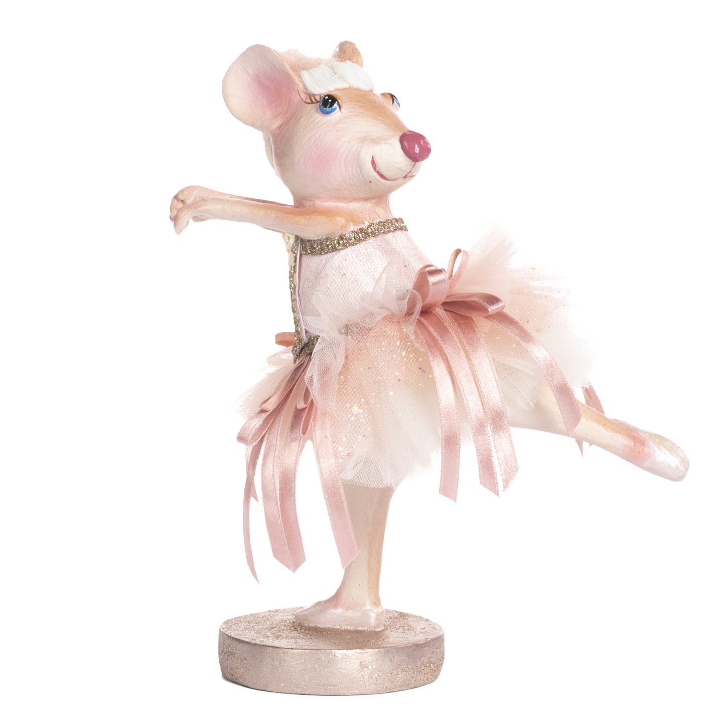 Goodwill M&G Kerst Decoratiebeeld - Ballerina muis - roze - 23cm