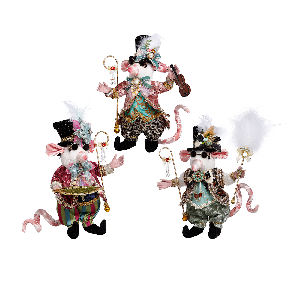 Mark Roberts Easter - Drie blinde muizen - decoratiebeeld Pasen - set van 3 - wit blauw zwart - 30cm - Collector's item - Viv! Home Luxuries