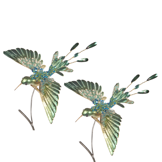 Viv! Home Luxuries Christmas decoration bird - Hummingbird on clip - green - 20cm