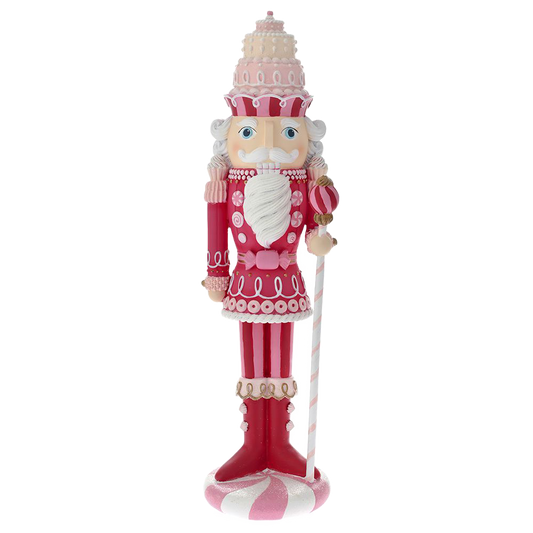 Viv! Christmas Kerstbeeld - Kerst Notenkraker Taart en Snoep - roze wit - 55cm