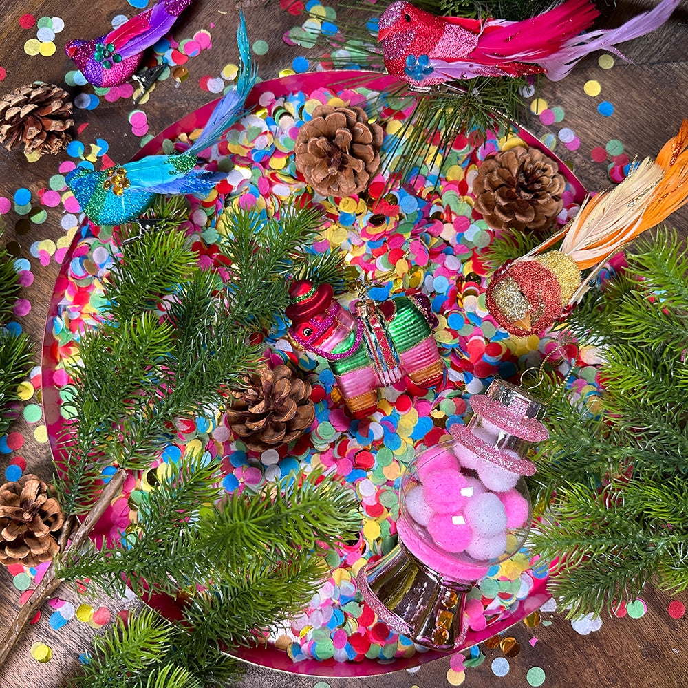 Viv! Christmas Kerstornament - Pinata - glas - diverse kleuren - 9cm