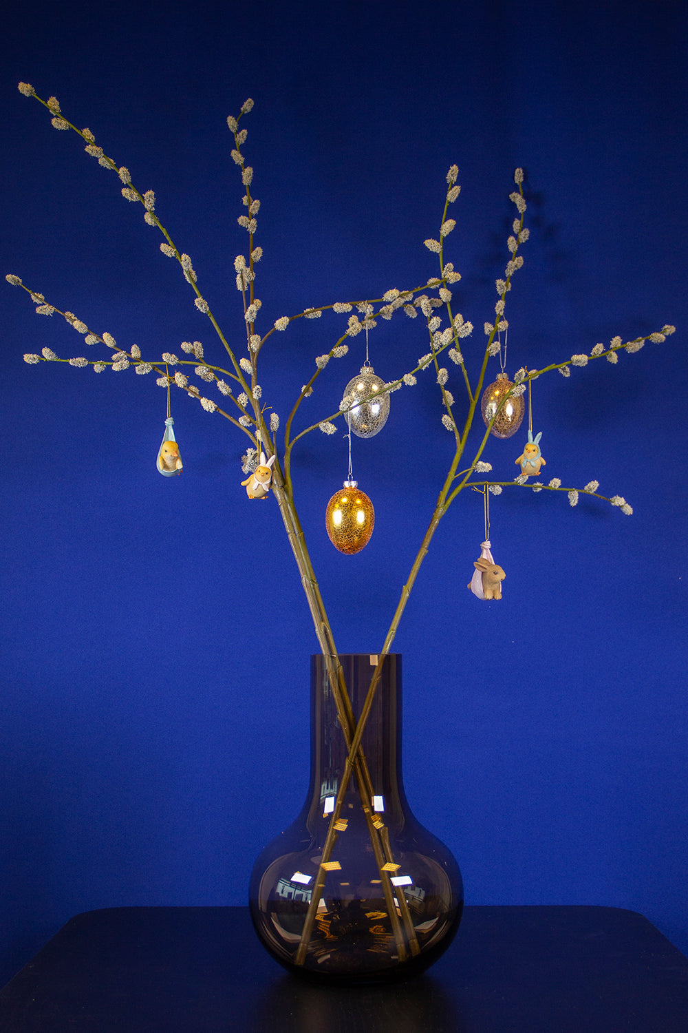 Viv! Home Luxuries Paasdecoratie Hanger - Paasei van gebarsten glas - zilver goud koper - set van 3 - 8cm
