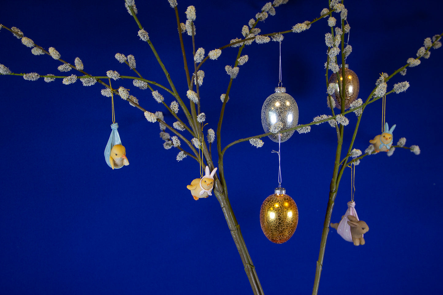Viv! Christmas Paasdecoratie Hanger - Pulleke (eend) en Lamprei (konijn) - set van 2 - pasen - pastel - 8cm