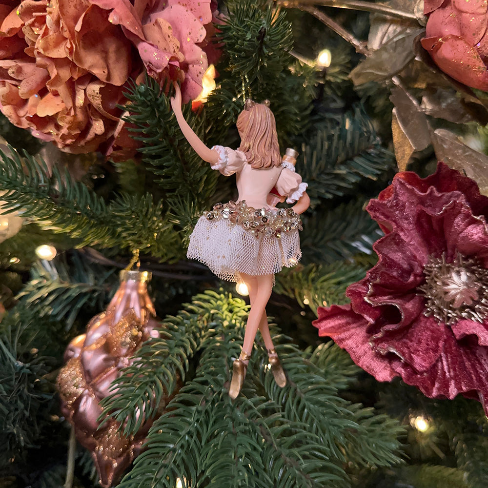 Viv! Christmas Kerstornament - Ballerina met Notenkraker - roze wit - 14cm