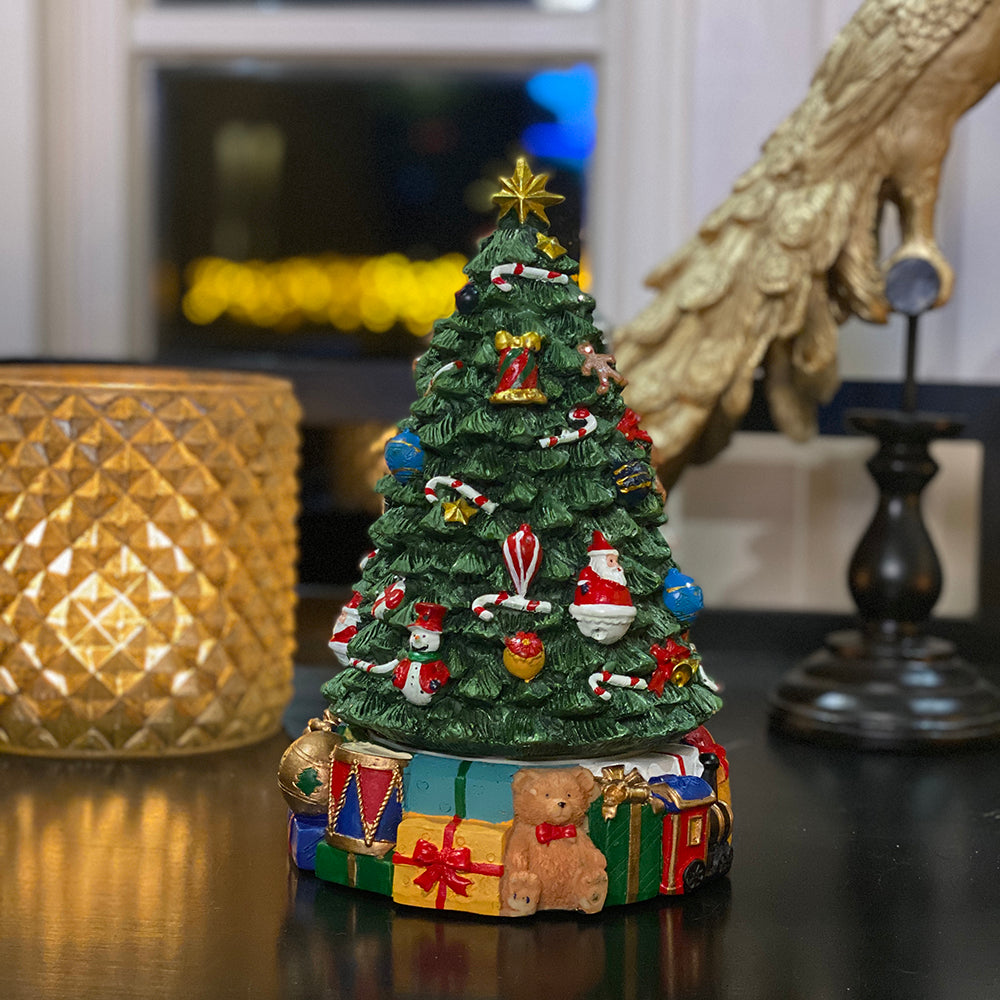 Viv! Home Luxuries Christmas music box - Christmas tree with gifts - green - 29cm