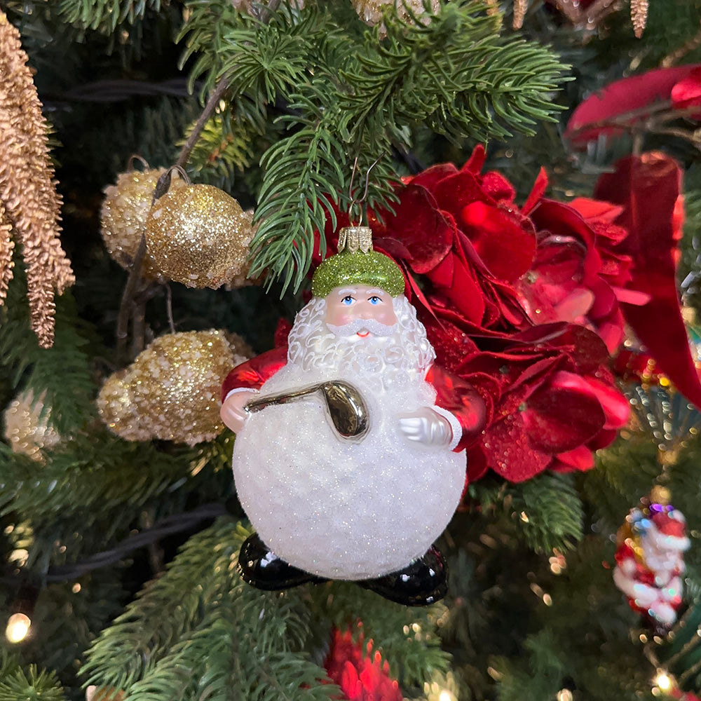 Viv! Home Luxuries Christmas ornament - Wave Santa - mouth blown glass - red white - 11cm