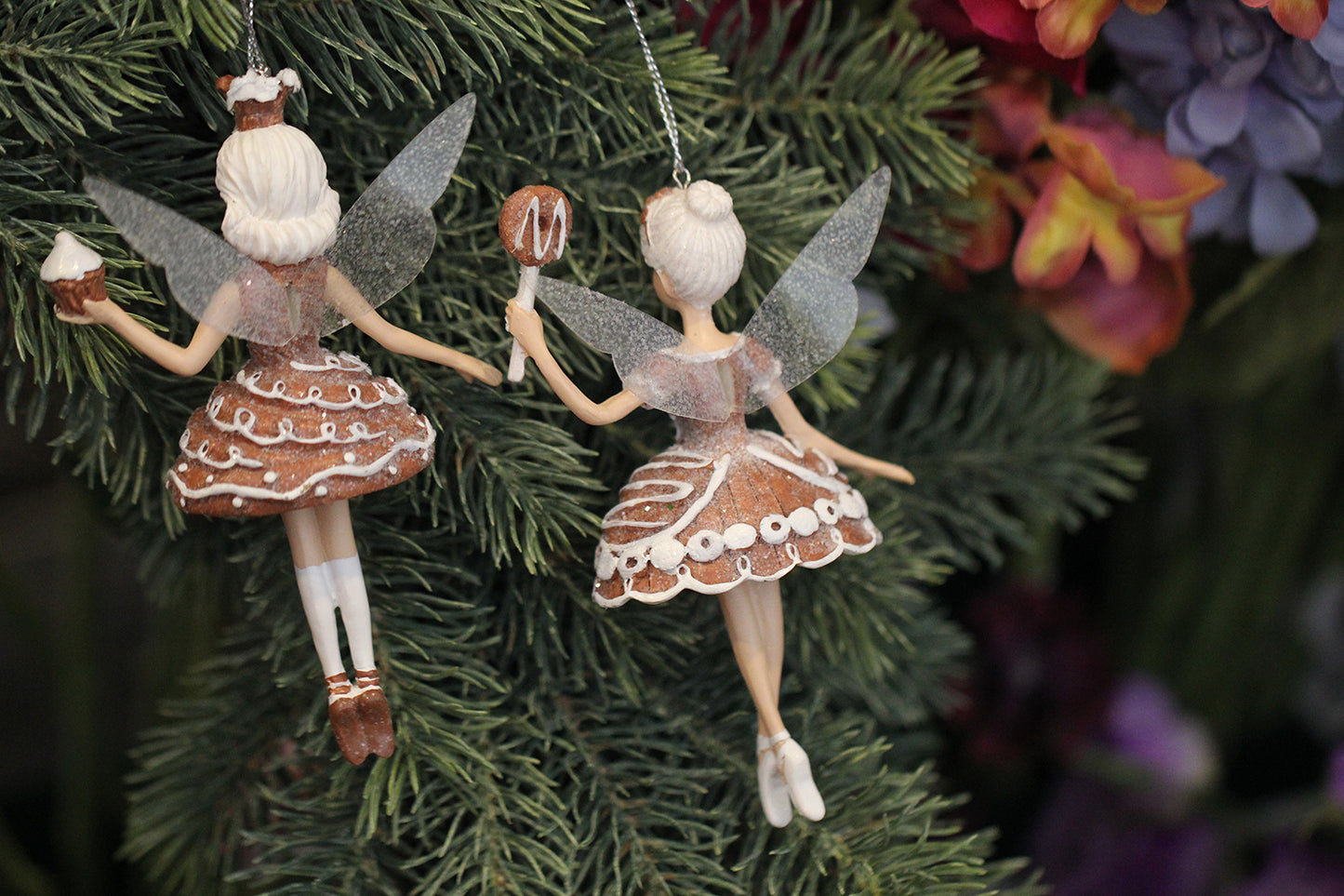 Viv! Home Luxuries Christmas ornament - Sugar feathers with candy - set of 2 - brown - 12cm