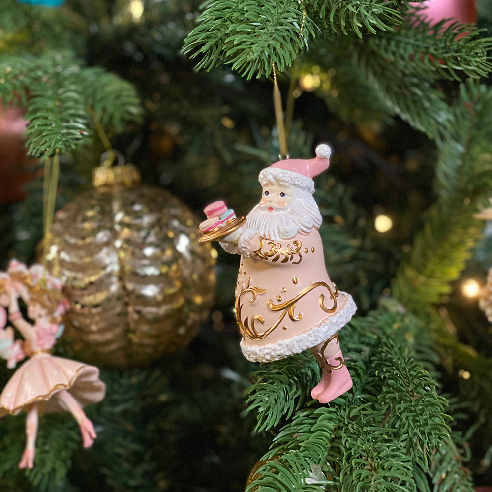 Viv! Christmas Kerstornament - kerstman macaron - roze goud - 10cm