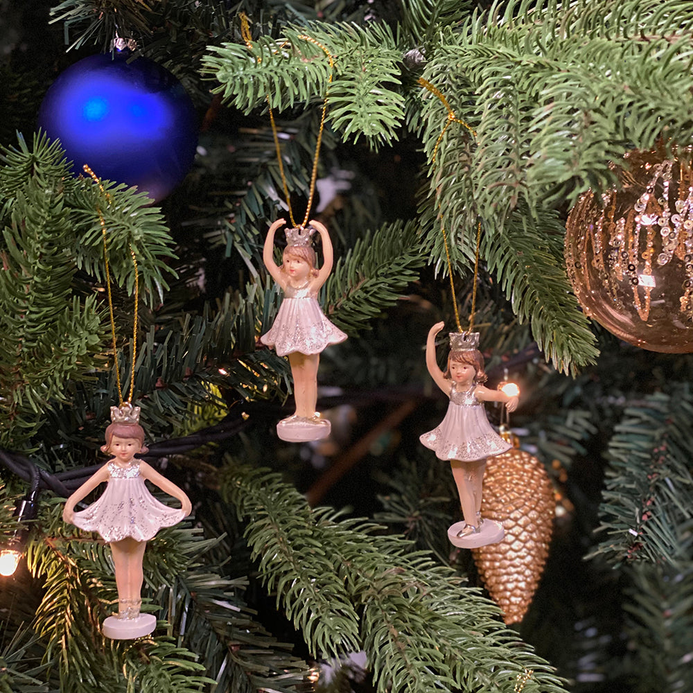 Viv! Home Luxuries Christmas ornament - Ballerina girls - set of 3 - gold white - 8,5cm