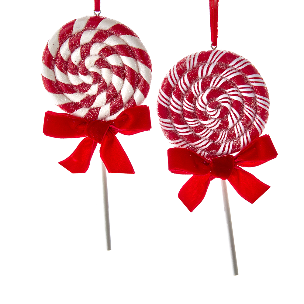 Kurt S. Adler Kerstornament - Pepermunt Swirl Lolly - set van 2 - rood wit - 16cm