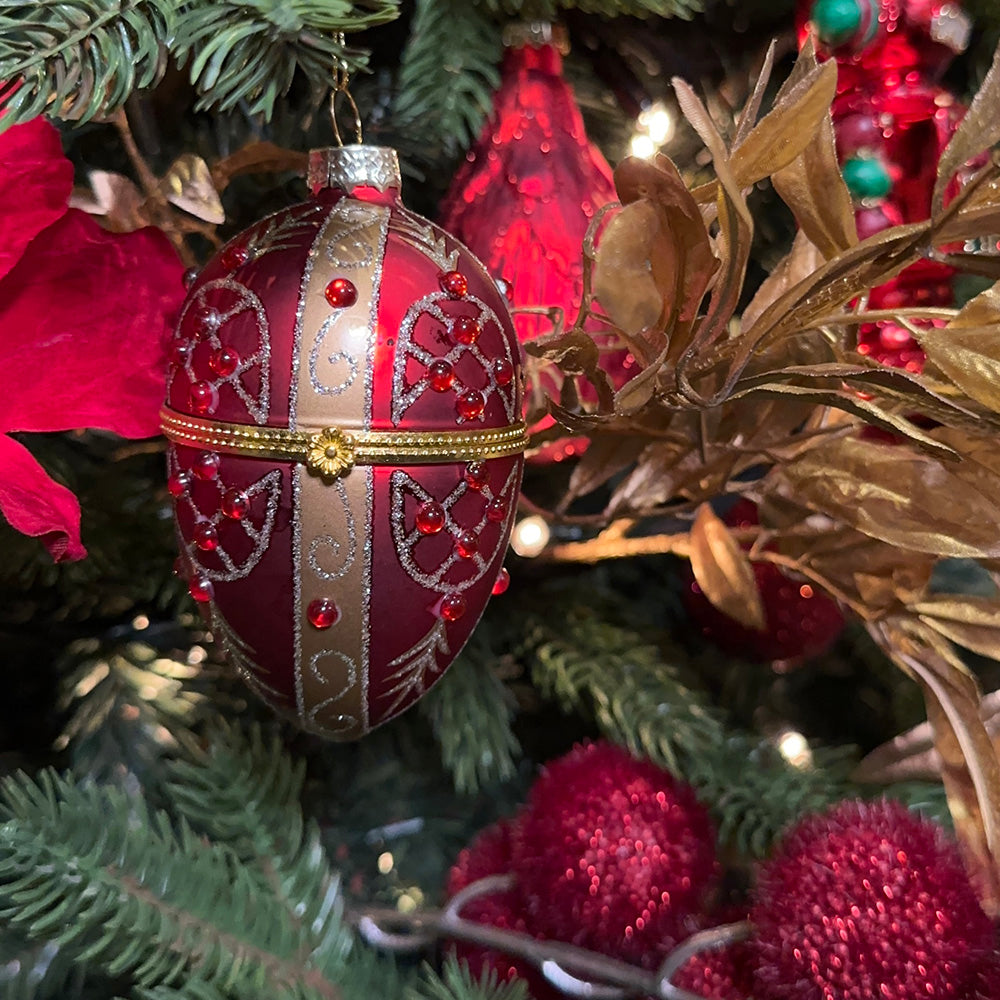 Viv! Christmas Kerstbal - Juwelenbox - glas - rood goud - 11cm