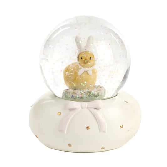 Viv! Home Luxuries Easter snow globe - chick with Easter canal ears - white yellow - 9 cm