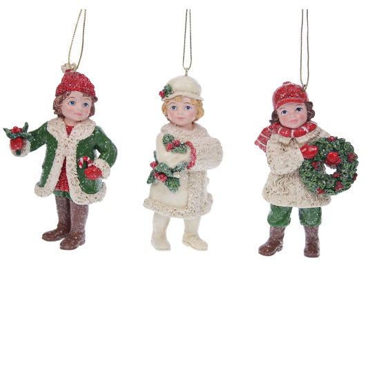 Viv! Christmas Kerstornament - Kerst meisjes - set van 3 - rood wit groen - 11cm